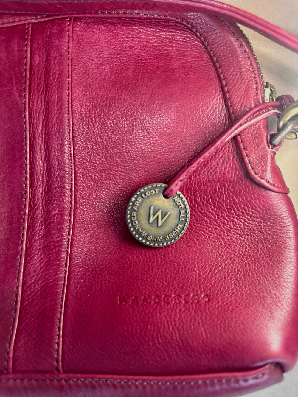 Wanderers Travel Co. Magenta Purple Leather Crossbody / Wristlet Clutch Bag - Picture 6 of 6